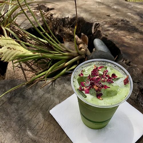 iced matcha green tea latte  at Kalalea Juice Hale in Anahola