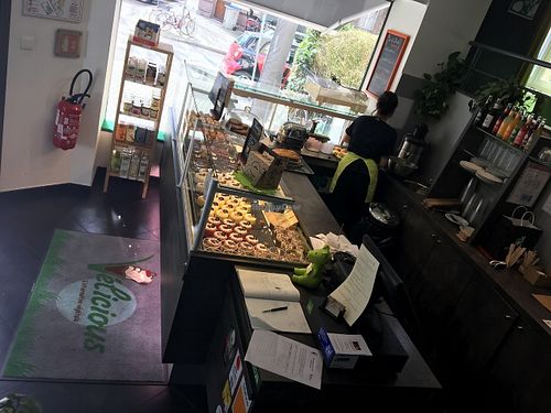 Great variety of vegan desserts welcome you at the entrance! at Velicious in Strasbourg