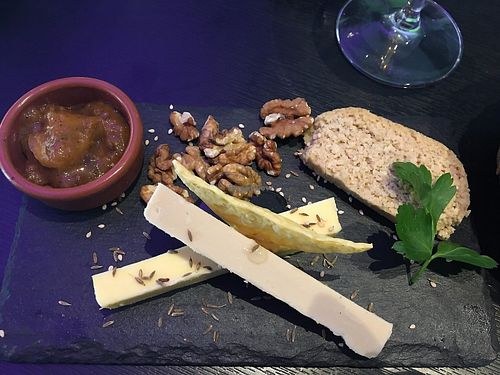 Vegan cheese plate, best ever, w/ crispy baked cheese slice... nomnom at Velicious in Strasbourg