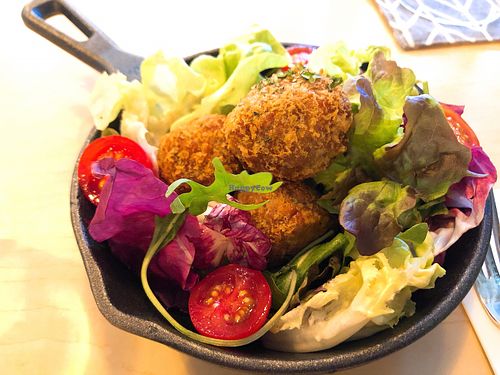 Deep fried omnipork meatballs at Green Common Kind Kitchen - Nan Fung Place in Hong Kong Island
