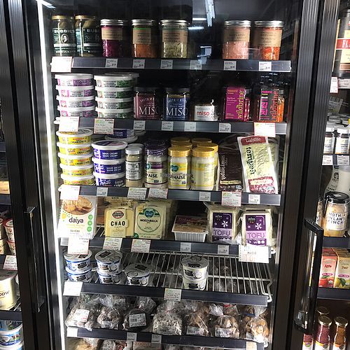 vegan deli cooler options at Bath Natural Market in Bath