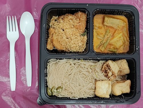 Bento set for dinner on Day 2 of retreat at Supreme Vege 善心缘 - Bras Basah in Central Singapore