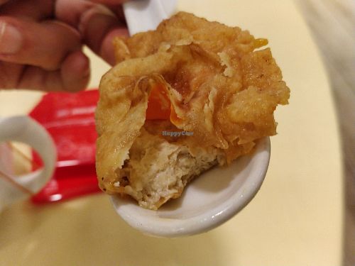 The inside of Tofu omelette 荷包旦 at Supreme Vege 善心缘 - Bras Basah in Central Singapore