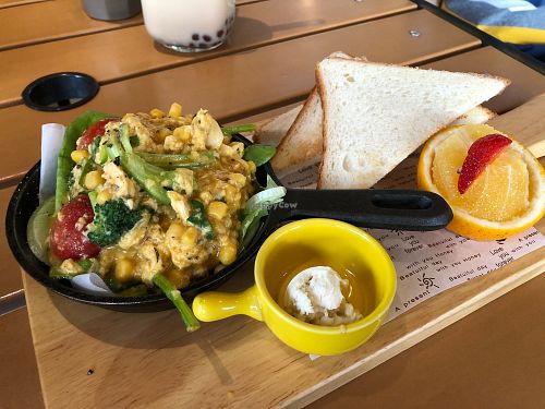 Vegan scramble egg brunch set  at Kaya Kaya Cafe in Taipei