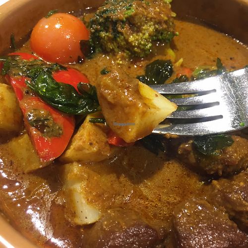 Gardein veg beef and mixed vegetable curry at OVOCafe - Central in Hong Kong Island