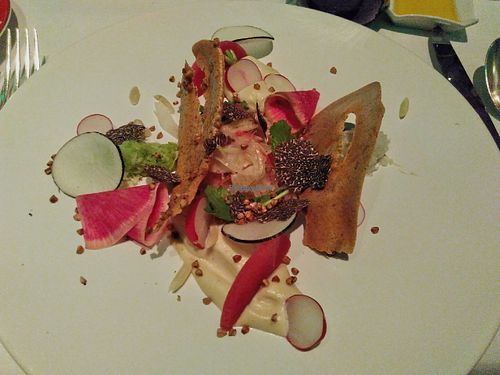 Radish and almond cream at Shangri-La Hotel - La Bauhinia in Paris