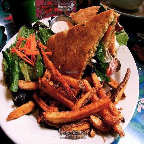 ABC (Avocado, Tempeh Bacon and Cheddar Cheese w/ Masala Fries) at Annapurna's World Vegetarian Cafe - UNM in Albuquerque