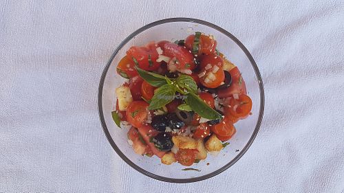tomato olive salad at EL Cafe International Vegan Food in Phan Thiet