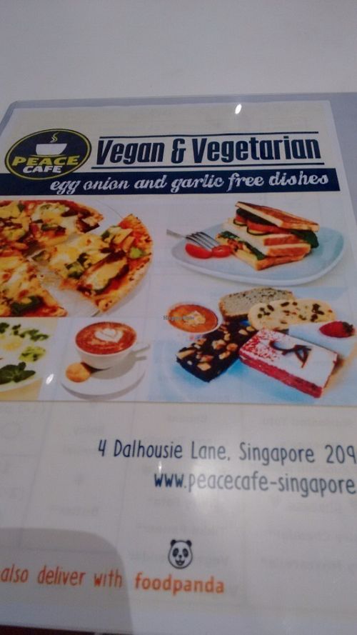 Menu at Peace Cafe in Central Singapore
