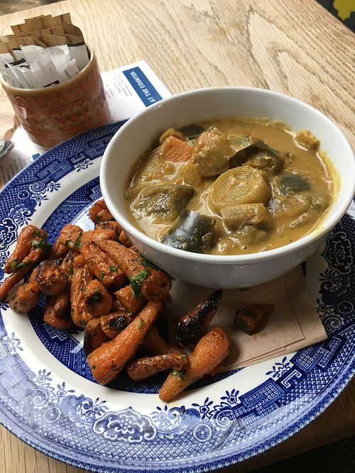 Veggie stew w/ side salad at Oak Street Cafe in Manchester