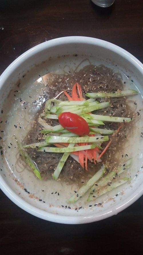 Cold noodle soup is perfect on a hot day at Chorokddeul Green Field - 초록뜰식당 in Seoul