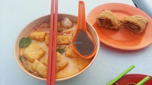 (back) pastry with vegetables and curry at Da Fei Char Mee Hoon in Penang