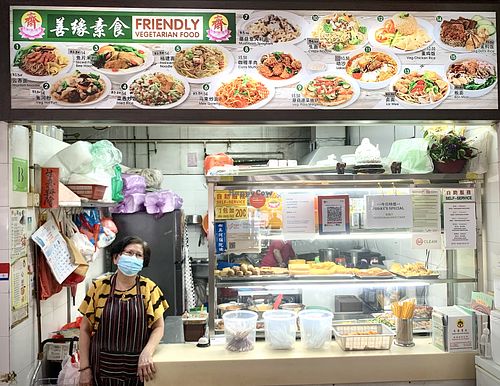 Friendly Aunty   at Friendly Vegetarian Food Stall in Central Singapore