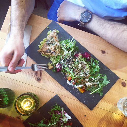 kale tart and salads  at Asparagasm in Nailsworth