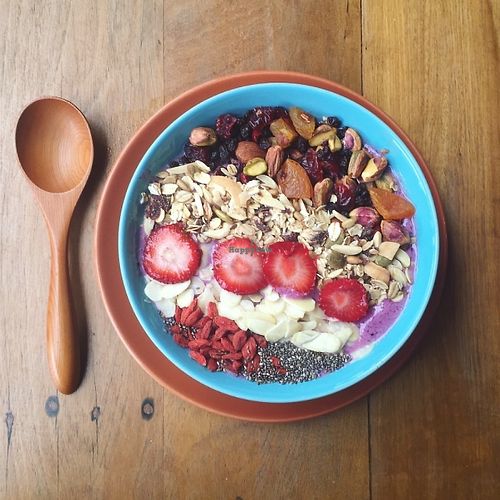 Red berry smoothie bowl at Broccoli Revolution - Sukhumvit Rd in Bangkok