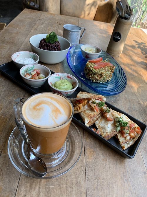 Quesadilla, Jasberry rice, Tea leaf salad at Broccoli Revolution - Sukhumvit Rd in Bangkok