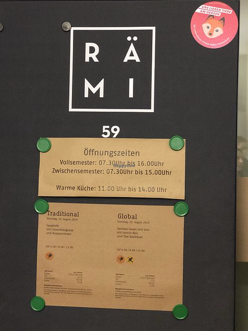 Daily menu at Rämi 59 in Zurich