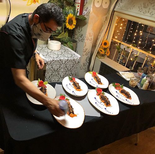 Chef Aldo preparing one of three mains for a tasting  at Mi Dulce Jacalito in Mexico City