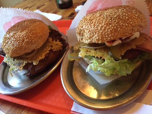 laplant and seitan burgers... best! at Yellow Sunshine in Berlin