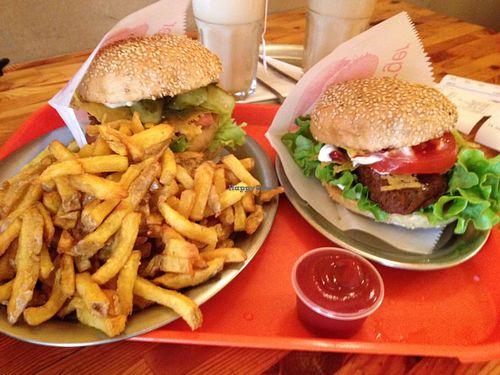 Hawaiian chicken cheese & seitan cheese burgers  at Yellow Sunshine in Berlin