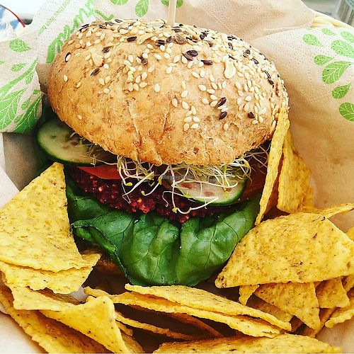 Beetroot Burger  at H2O Juice Bar & Vegan Cafe in Fuerteventura