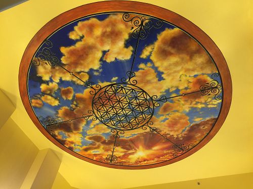 Inside and ceiling  at Love Yourself Cafe in Santa Fe