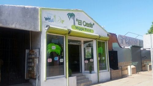 outside at El Oasis Veggie Food in Tijuana
