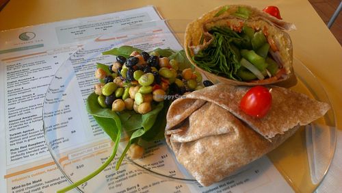 Vegan hummus and veggie wrap at InfusionTea in Orlando