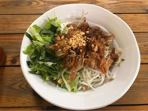 Vermicelli noodles with vegan grilled pork at Chan Nhu II in Ho Chi Minh City