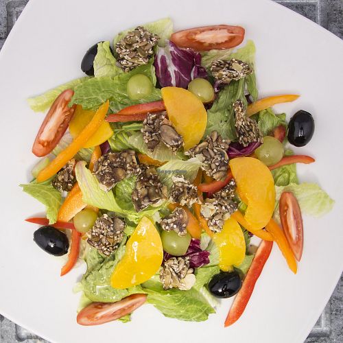 Salad with sprouted buckwheat granola at HBH Vilnius in Vilnius