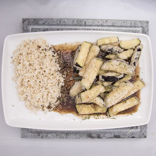 Vegetarian deep-fried crispy aubergine at HBH Vilnius in Vilnius