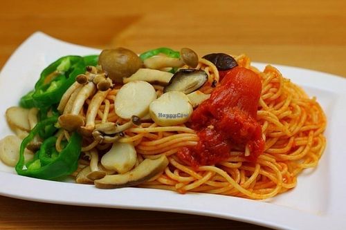 Spaghetti with vegetables of the day. at Seven Bells Cafe in Tachikawa