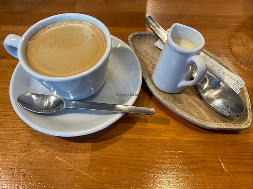 Coffee with soy milk  at Gomacro in Kyoto