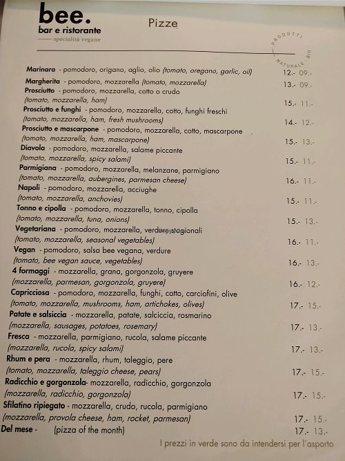 many items on the menu can be veganised.  at Bee in Lugano