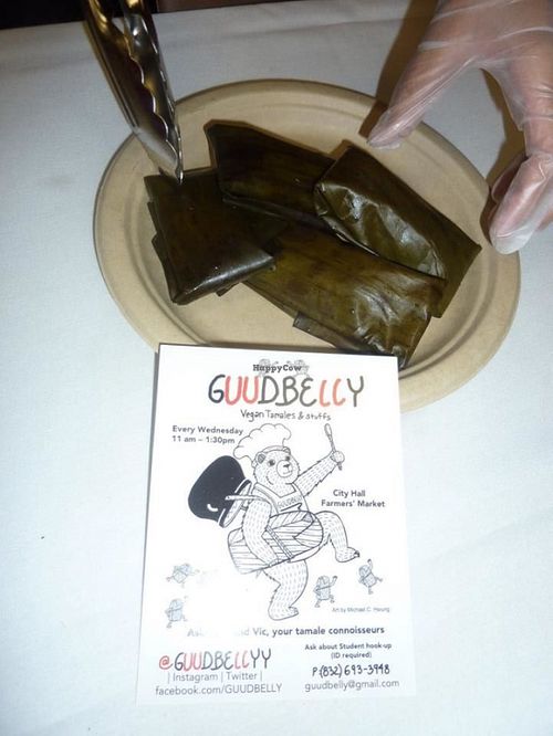 Mini tamales for Vegan Society of PEACE's ThanksLiving event at Guudbelly in Houston