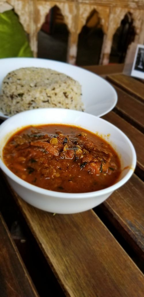 Shyam bazaar (vegan kosha mangsha, mutton curry) at Terrasen Cafe in Hyderabad