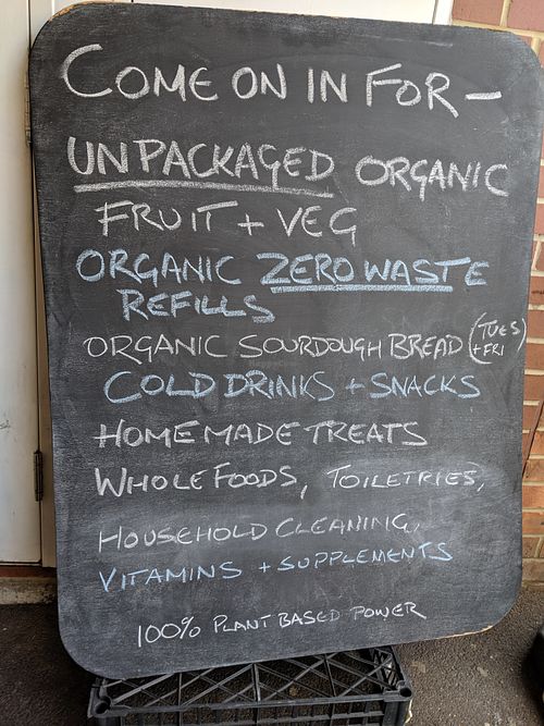 outside sign at Sunrise Organics in Bournemouth