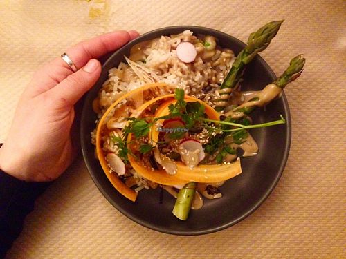 seasonal dish with Asparagus  at Le Potager de Charlotte in Paris