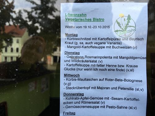 Example menu -- seriously fresh cooking! at Lowenzahn in Cottbus