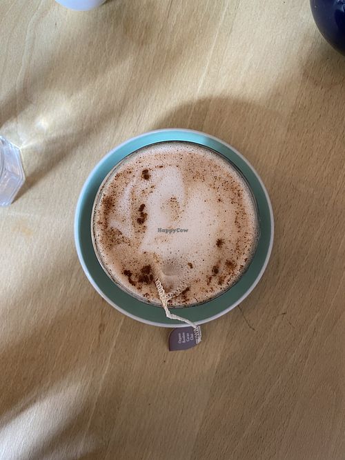 chai latte with coconut milk at Espresso Library in Cambridge