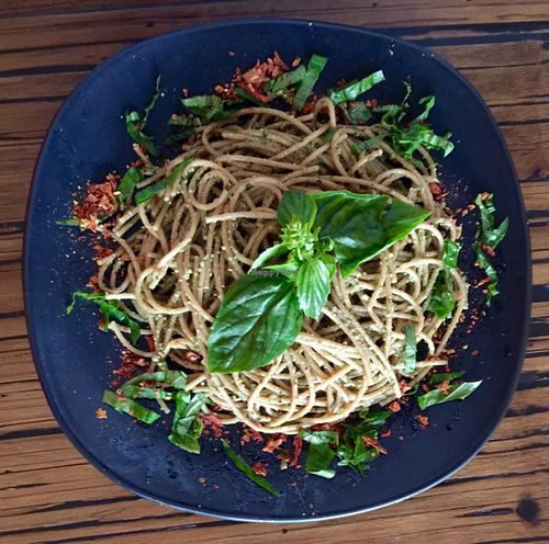 Cooked Wholegrain Pasta with Pesto at Alice's Restaurant  in Chiang Mai