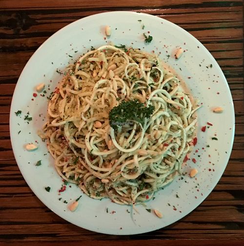 Power Pesto with Raw Zucchini Spaghetti at Alice's Restaurant  in Chiang Mai