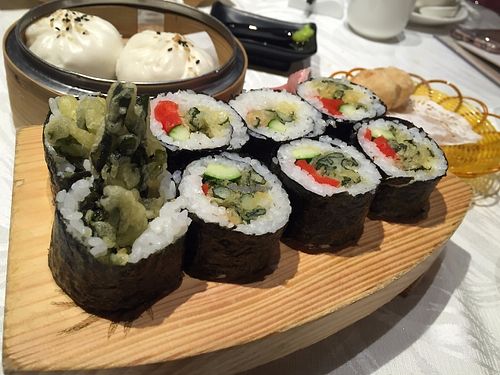 Sushi rolls at Veg 6 in Hong Kong Island