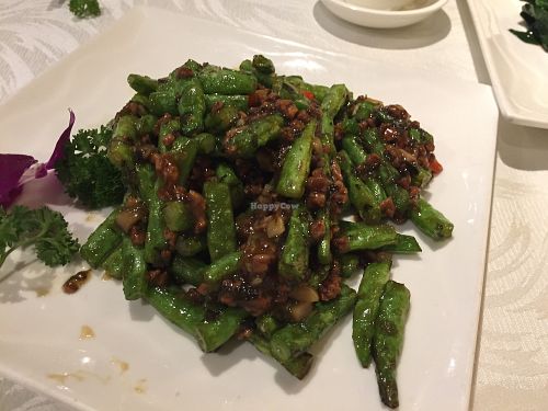 Fried beans with veg minced meat at Veg 6 in Hong Kong Island