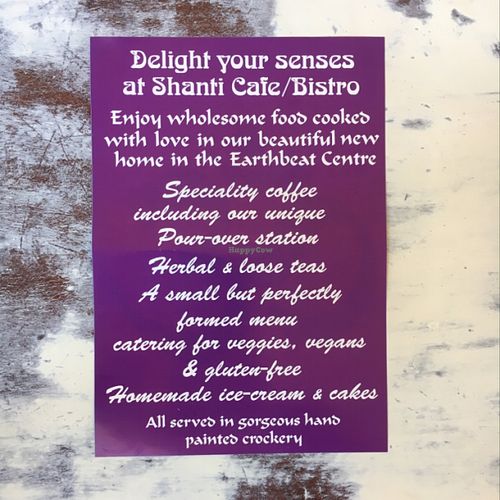 flyer at Shanti Cafe in Saltburn-by-the-sea