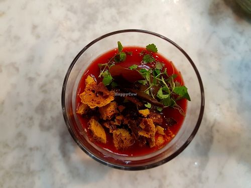 Chocolate mouse with strawberrie soup at 1847 Bristol in Bristol