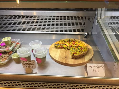 Vegan dishes on offer - quiche, cold salad and noodle dishes at Be-Juiced in Hong Kong Island