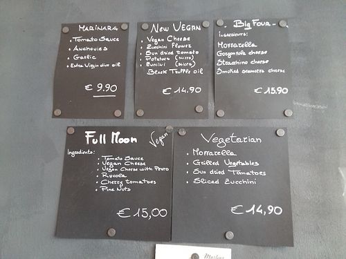 Menu at Pizzeria Dope in Amsterdam