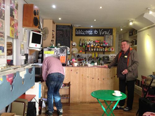 Rummaging for records.  at Vinyl in South East London