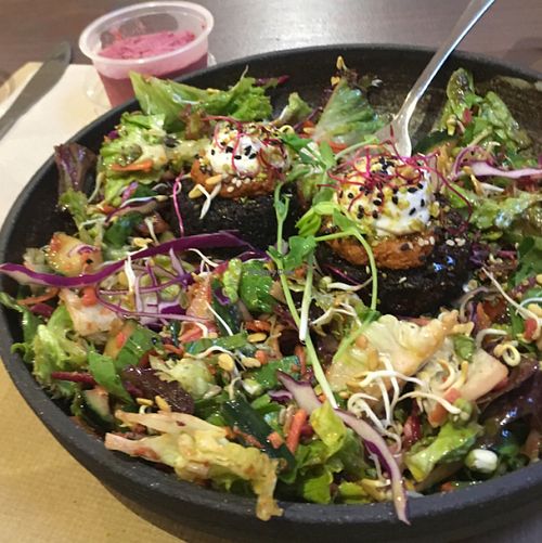 mini wild burgers  at Petit Brot - Cold Press Raw Eco in Barcelona